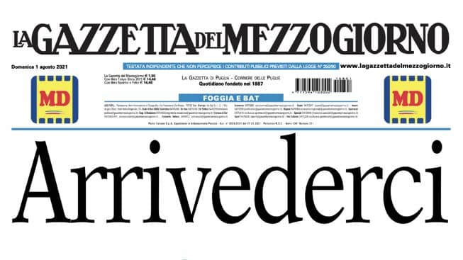Chiude la Gazzetta del Mezzogiorno.