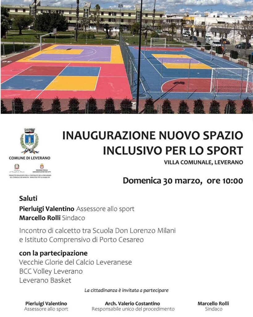 Nuovo spazio inclusivo per lo sport a Leverano