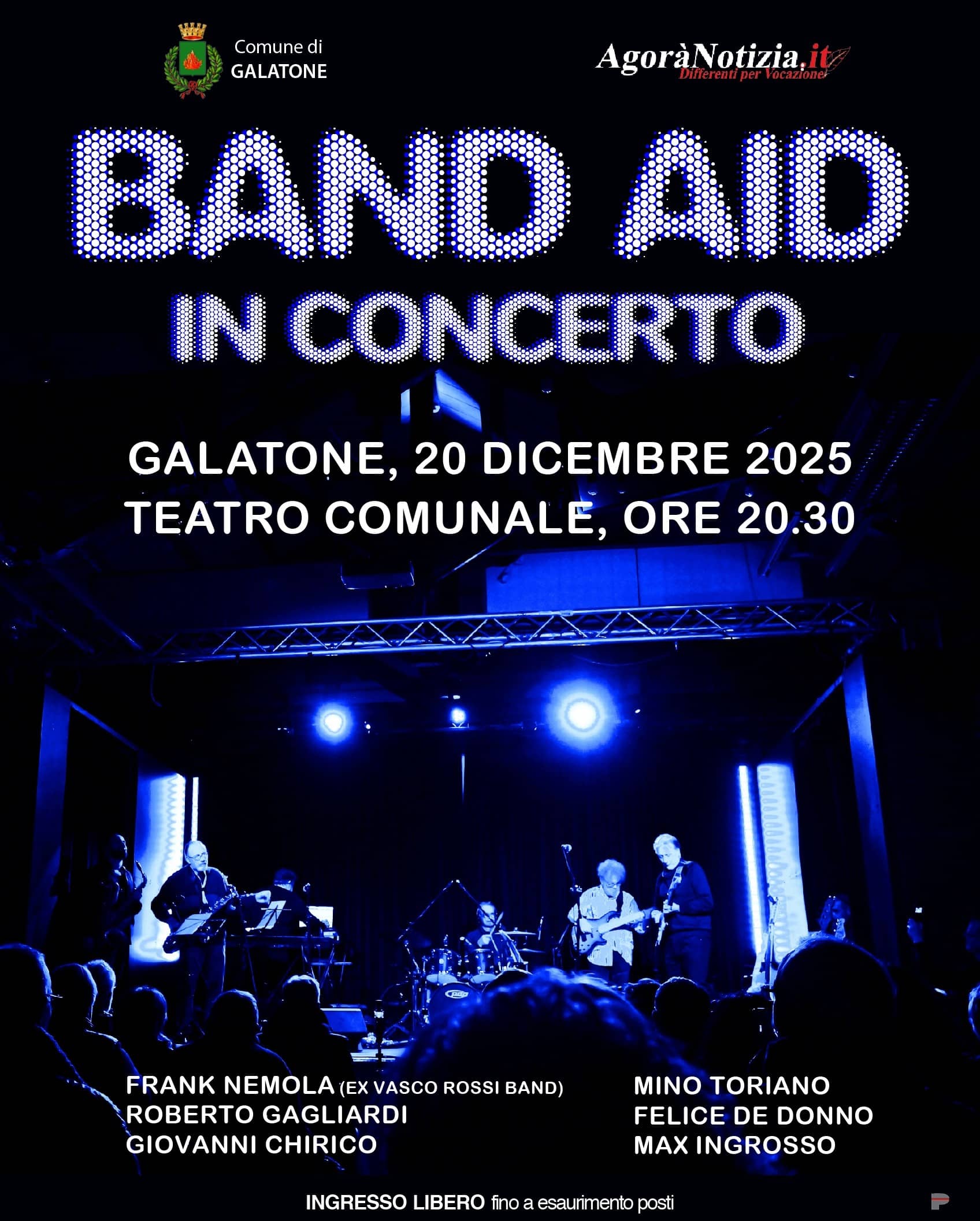 Band Aid in concerto a Galatone il 20 dicembre con Frank Nemola, musicista storico di Vasco